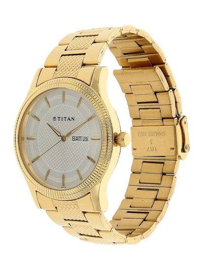 Titan Round Silver Dial Analog Watch - NU1650YM05