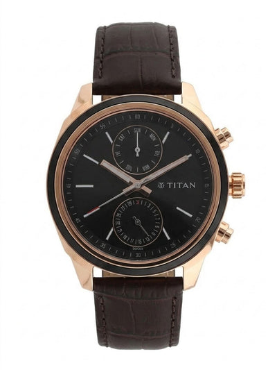 Titan Round Black Dial Analog Watch - NU1733KL03