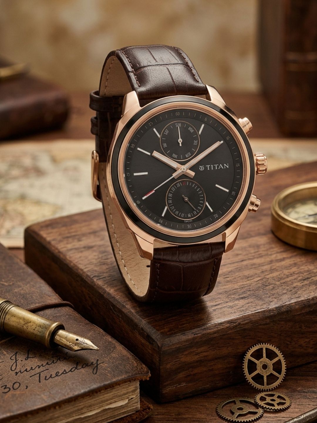 Titan Round Black Dial Analog Watch - NU1733KL03