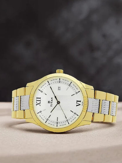 Titan Round White Dial Analog Watch - NU1739BM01