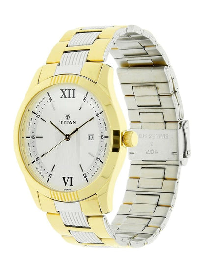 Titan Round White Dial Analog Watch - NU1739BM01