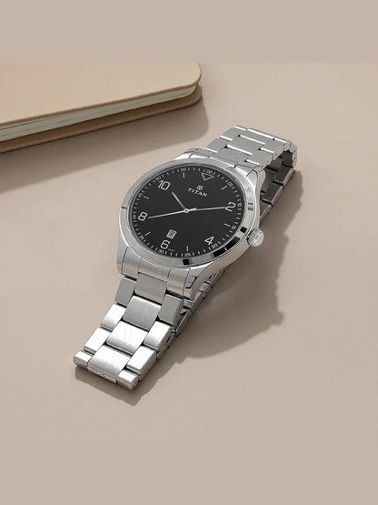 Titan Workwear Round Black Dial Analog Watch - NU1770SM02