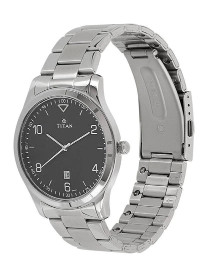 Titan Workwear Round Black Dial Analog Watch - NU1770SM02