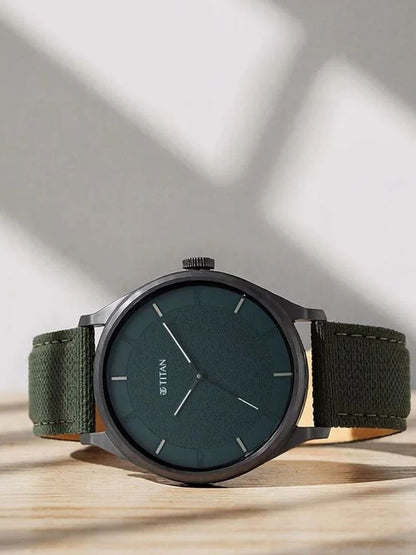 Titan Workwear Round Green Dial Analog Watch - NU1802NL02