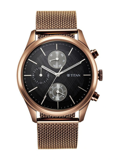 Titan Neo Round Black Dial Analog Watch - NU1805QM05