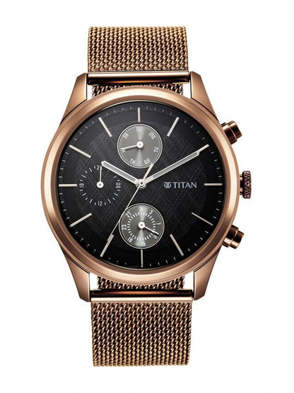 Titan Neo Round Black Dial Analog Watch - NU1805QM05