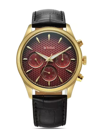 Titan Round Black Dial Analog Watch With Metal Strap - NU1805YL01-MS