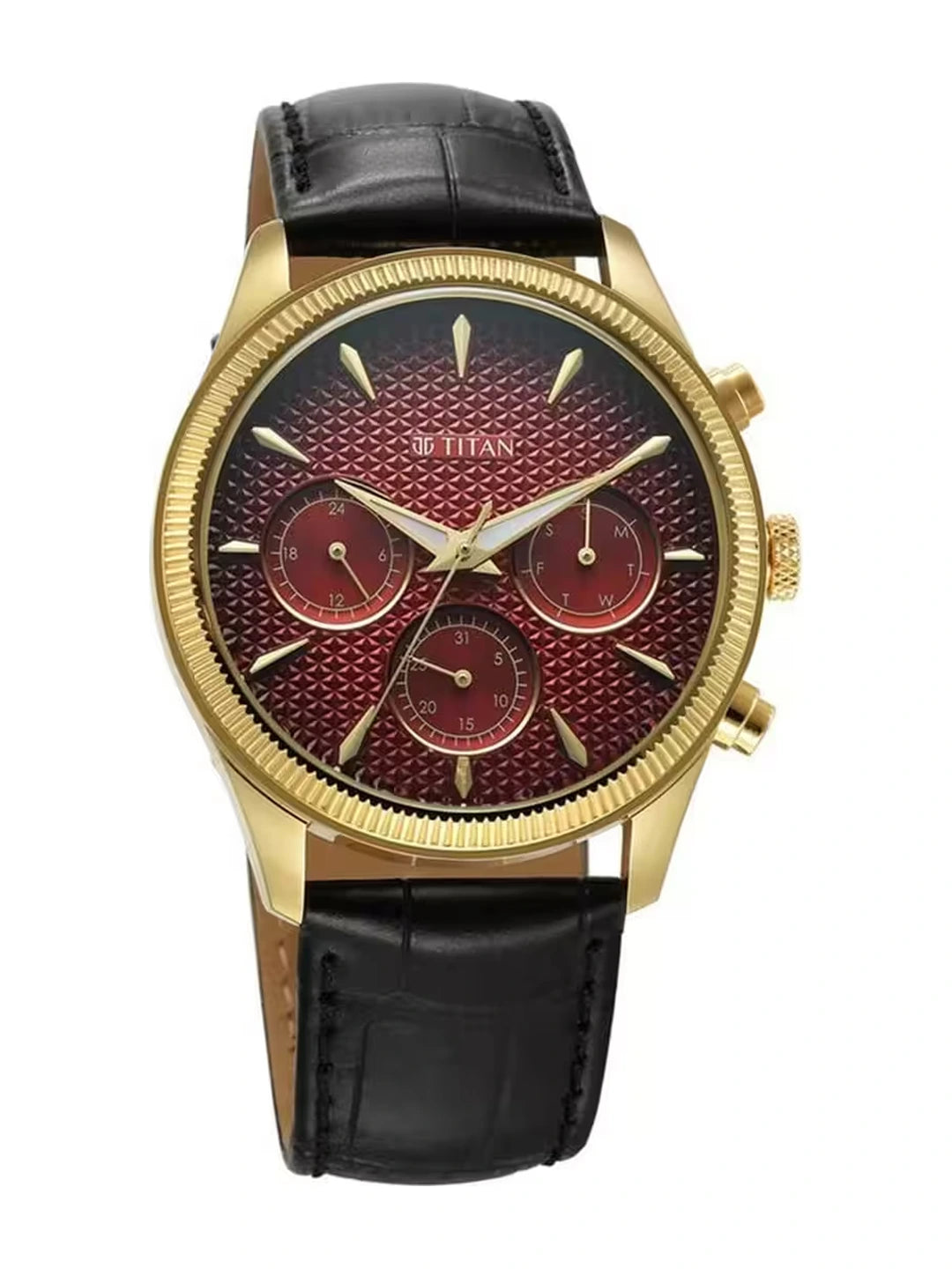 Titan Round Black Dial Analog Watch With Metal Strap - NU1805YL01-MS