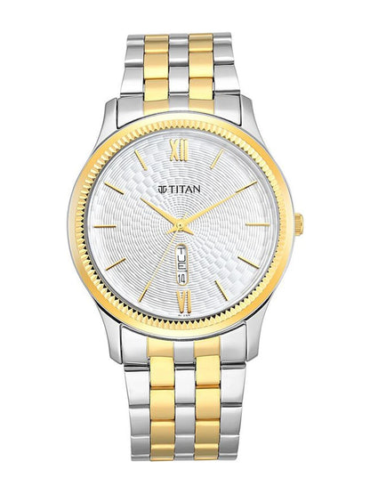 Titan Round White Dial Analog Watch - NU1824BM02