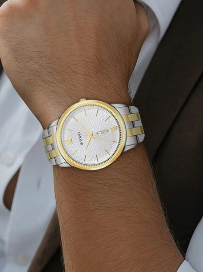 Titan Round White Dial Analog Watch - NU1824BM02
