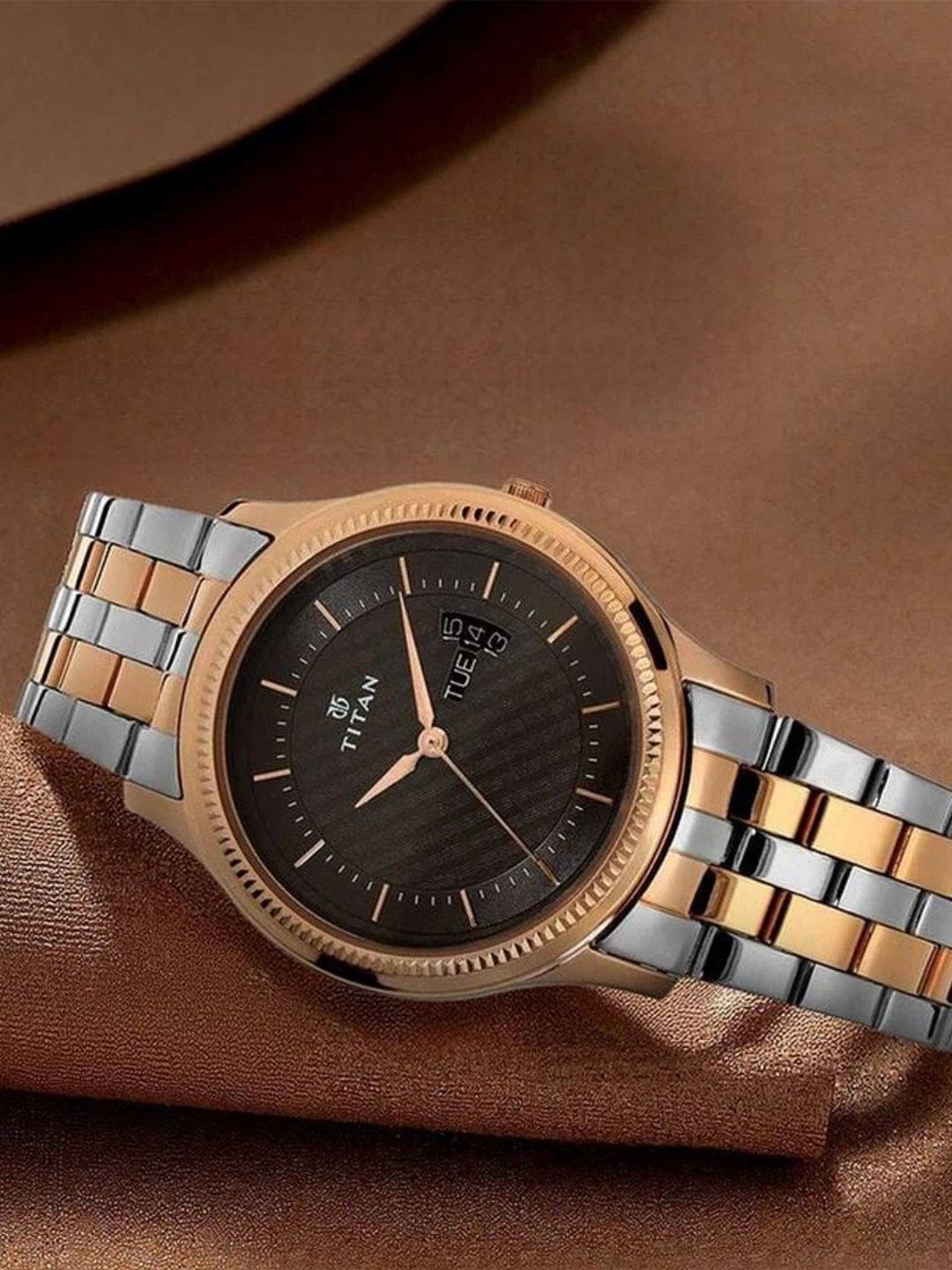 Titan Round Brown Dial Analog Watch - NU1824KM01