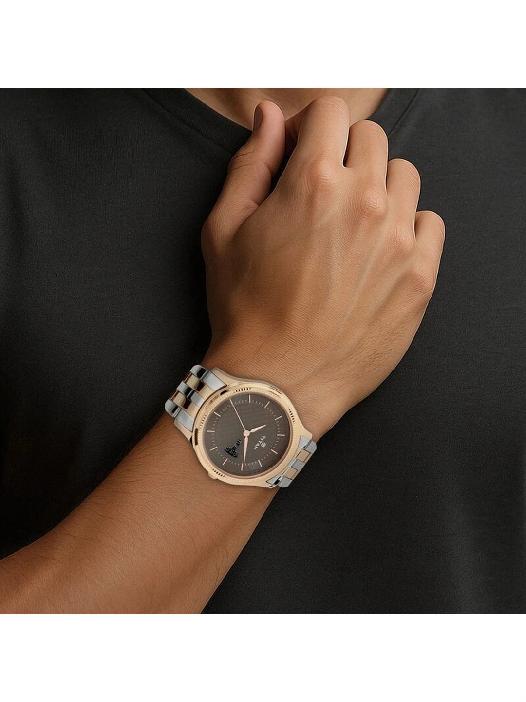 Titan Round Brown Dial Analog Watch - NU1824KM01