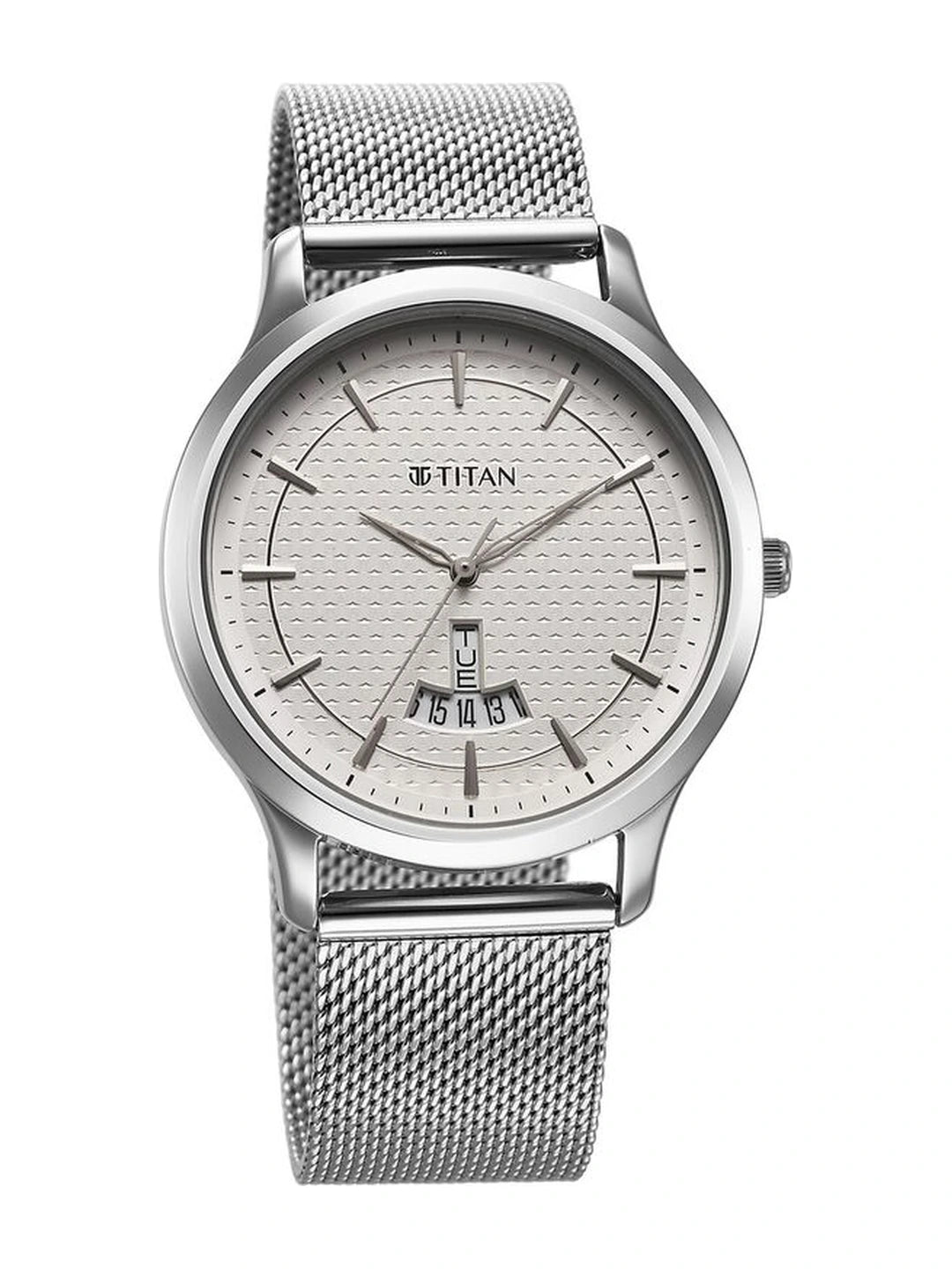 Titan Round Silver Dial Analog Watch With Metal Strap - NU1825SM10