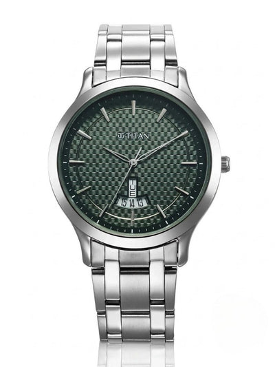 Titan Round Green Dial Analog Watch With Metal Strap  - NU1825SM11