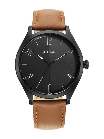 Titan Round Black Dial Analog Watch - NU1865NL01