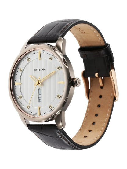 Titan Round White Dial Analog Watch - NU1875QL01
