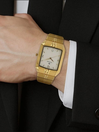 Titan Rectangular White Dial Analog Watch - NU9264YM01