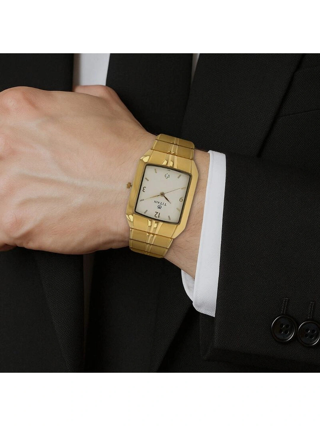Titan Rectangular White Dial Analog Watch - NU9264YM01