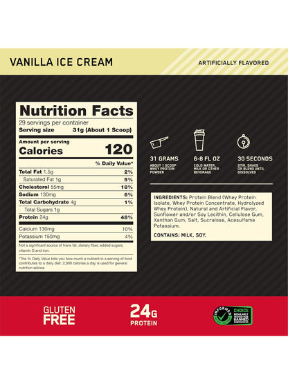 ON Gold Standard 100% Whey Protein Vanilla Ice Cream Powder (899 g)
