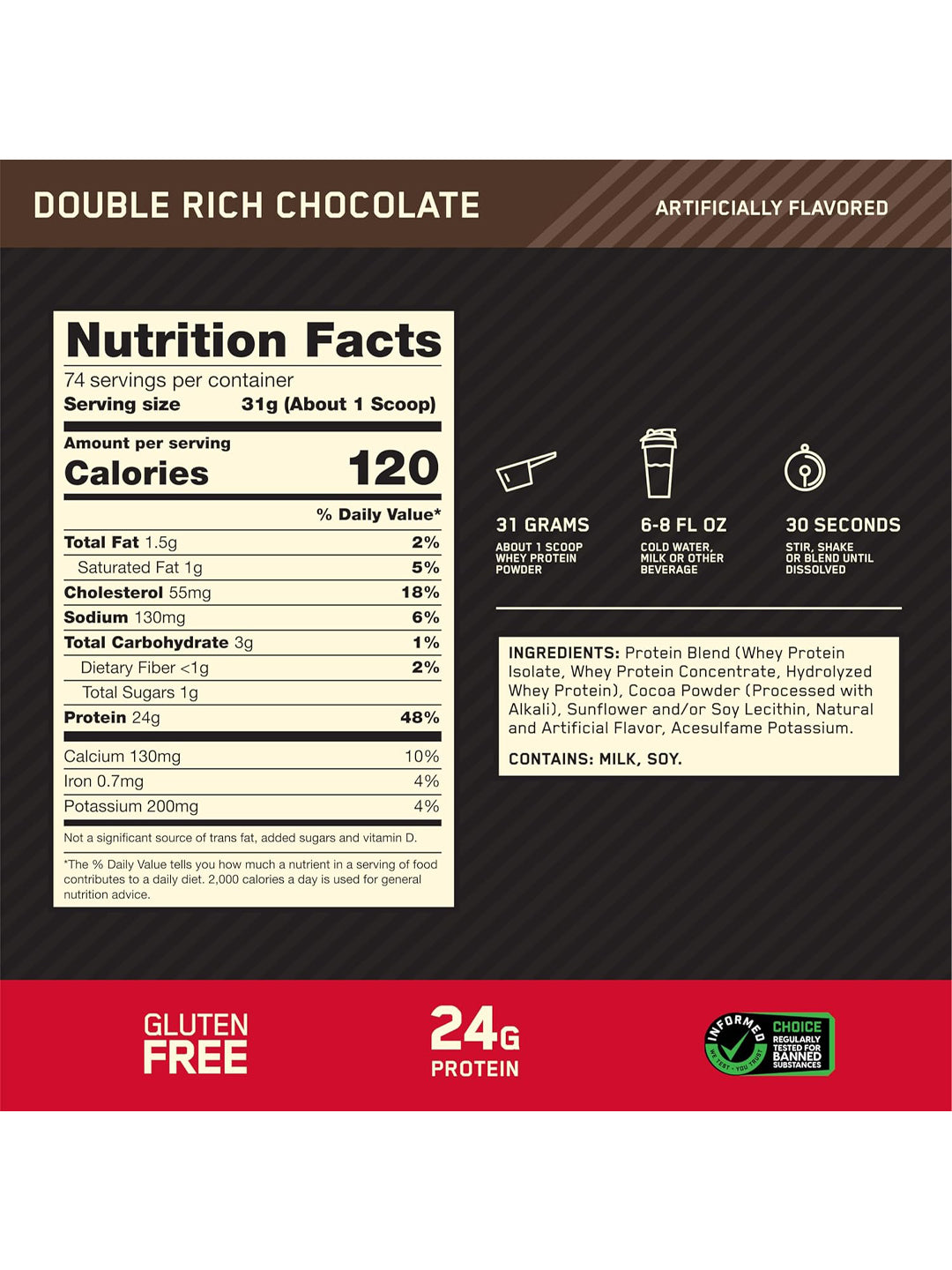 ON Gold Standard 100% Whey Protein Double Rich Chocolate Powder (2.27 kg)