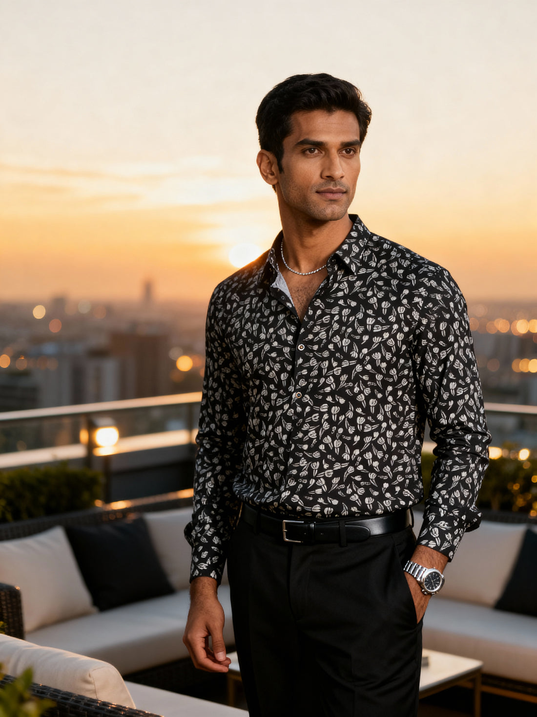 The Paribito Black Cotton Party Shirt