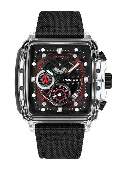 Police Rectangle Black Dial Chronograph Watch With Interchangeable Straps  - PLPEWGC00770X0