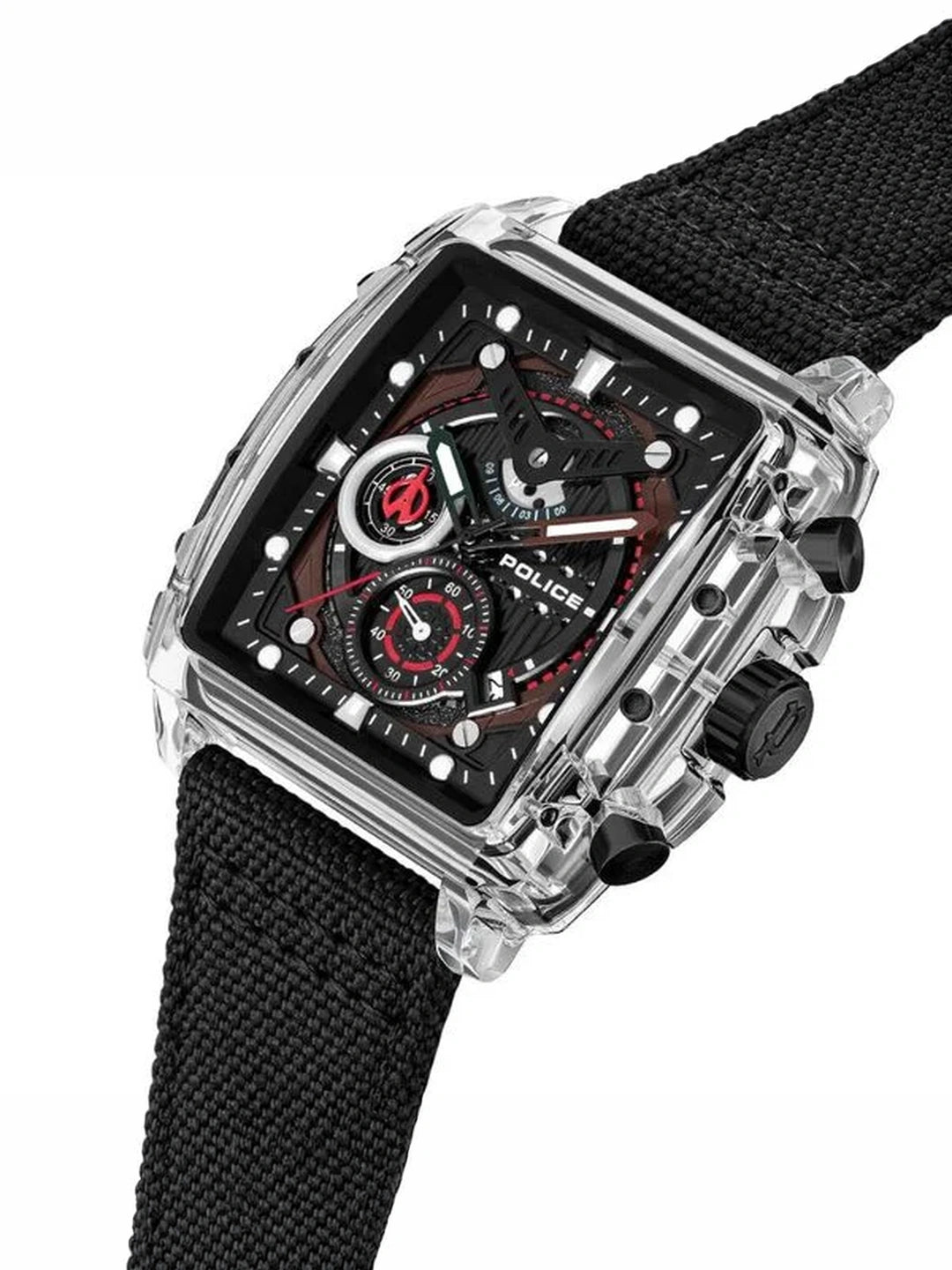 Police Rectangle Black Dial Chronograph Watch With Interchangeable Straps  - PLPEWGC00770X0
