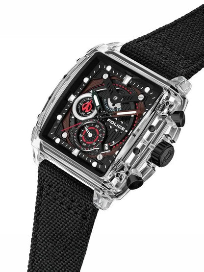 Police Rectangle Black Dial Chronograph Watch With Interchangeable Straps  - PLPEWGC00770X0