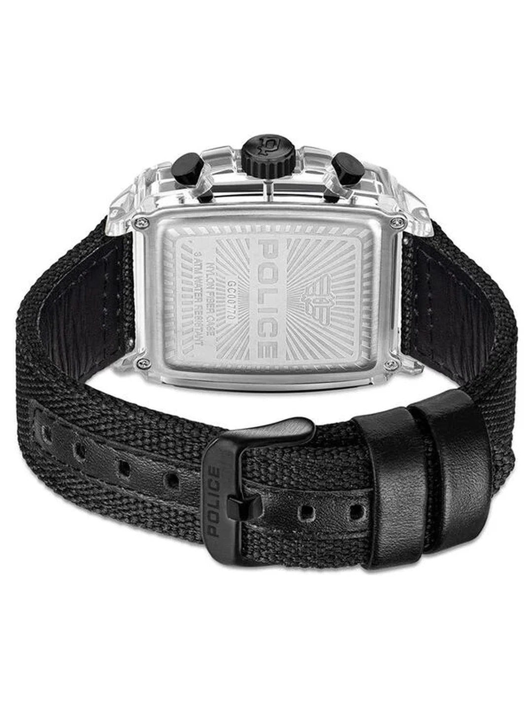 Police Rectangle Black Dial Chronograph Watch With Interchangeable Straps  - PLPEWGC00770X0