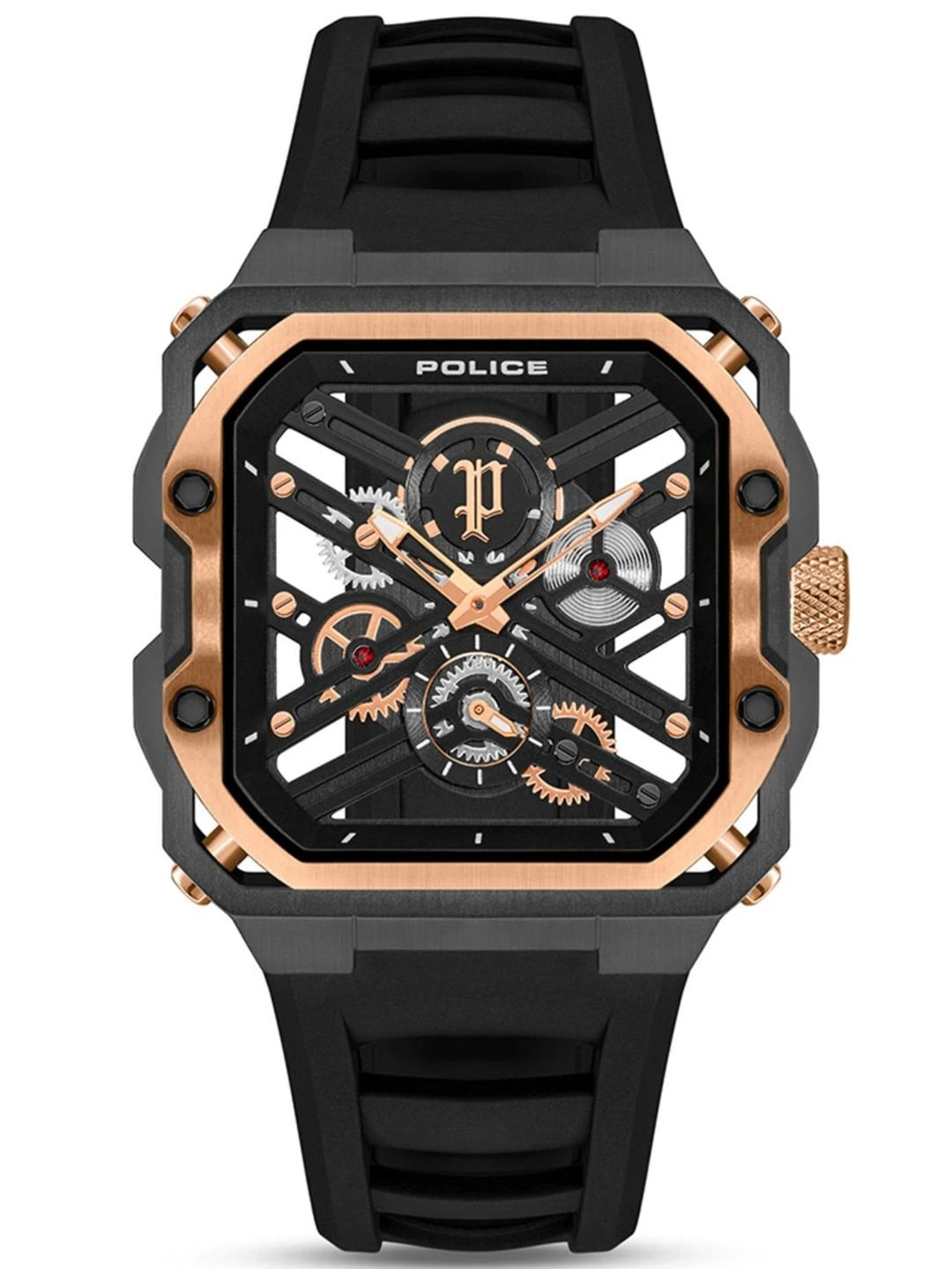 Police Skeleton Dial & Straps Analogue Watch - PLPEWGM0072002