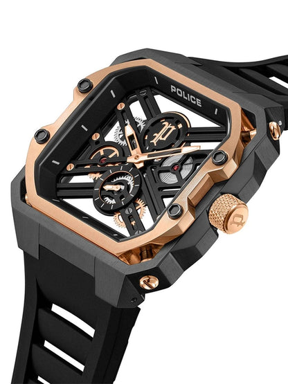 Police Skeleton Dial & Straps Analogue Watch - PLPEWGM0072002