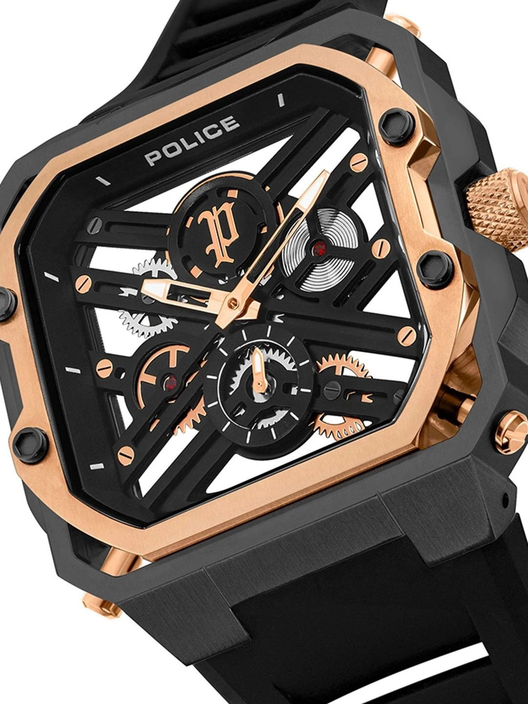Police Skeleton Dial & Straps Analogue Watch - PLPEWGM0072002
