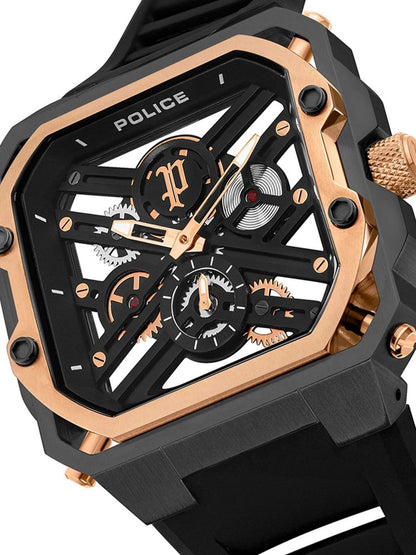 Police Skeleton Dial & Straps Analogue Watch - PLPEWGM0072002