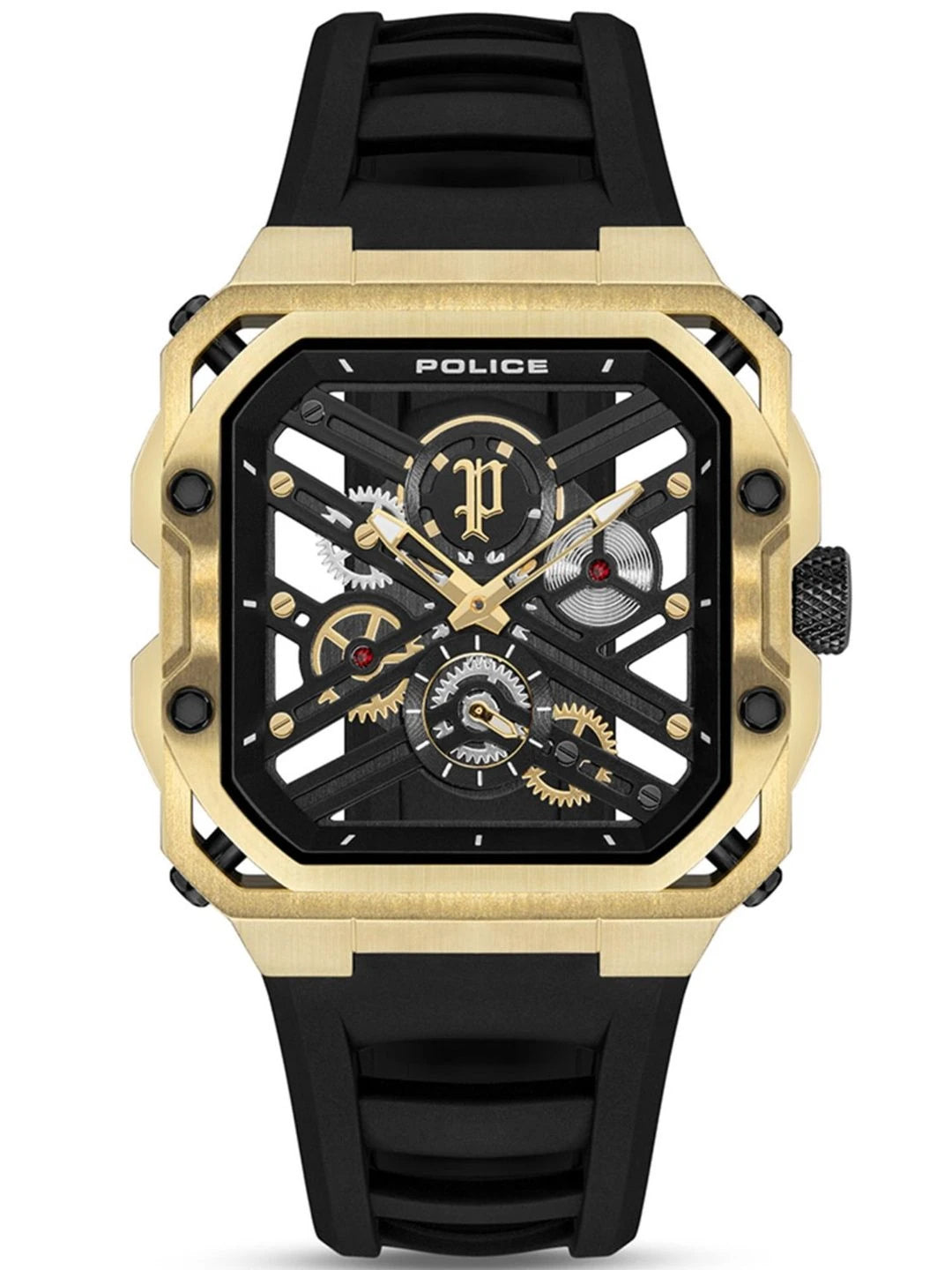 Police Skeleton Dial & Straps Analogue Watch - PLPEWGM0072003
