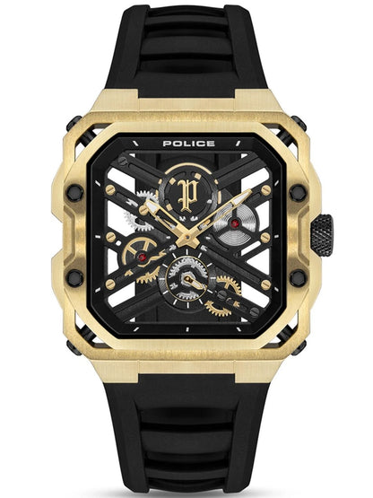 Police Skeleton Dial & Straps Analogue Watch - PLPEWGM0072003