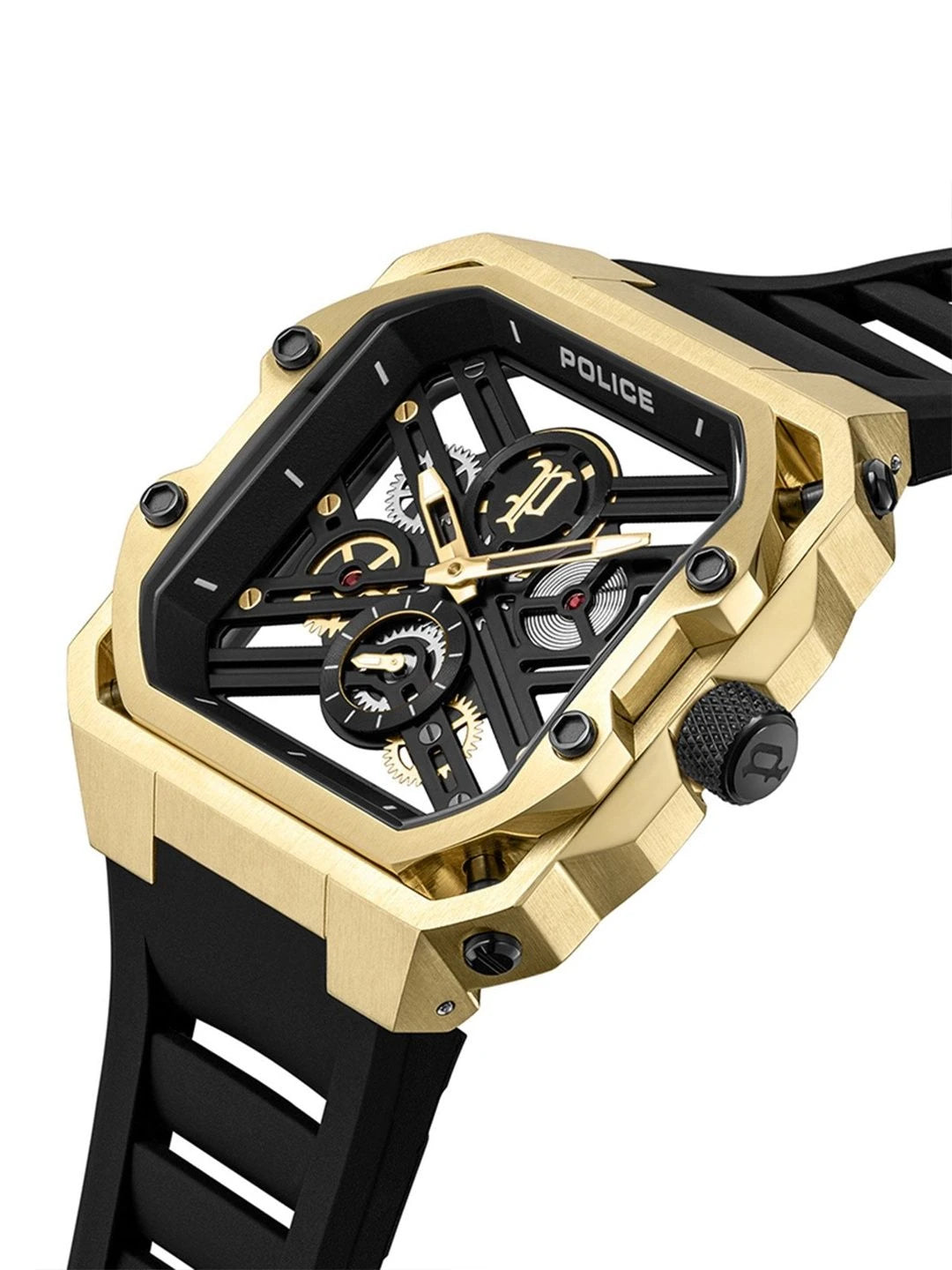 Police Skeleton Dial & Straps Analogue Watch - PLPEWGM0072003