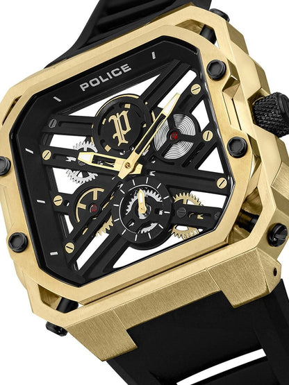 Police Skeleton Dial & Straps Analogue Watch - PLPEWGM0072003