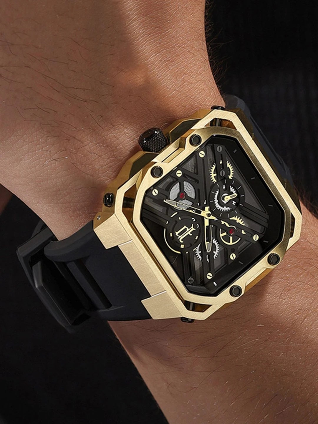 Police Skeleton Dial & Straps Analogue Watch - PLPEWGM0072003