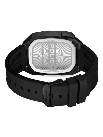 Police Rectangle Black Dial Chronograph Watch With Silicone Strap  - PLPEWGO0092204