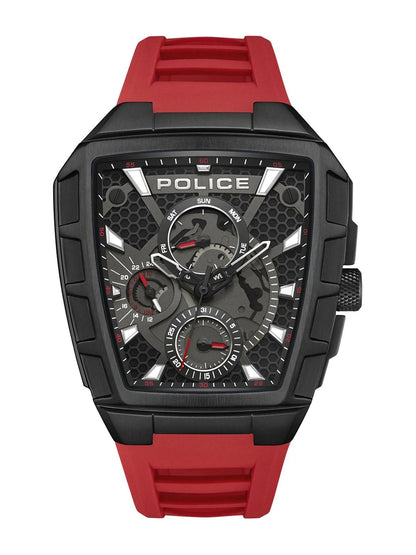 Police Asymmetric Black Dial Analog Watch With Silicone Strap - PLPEWGQ0056803