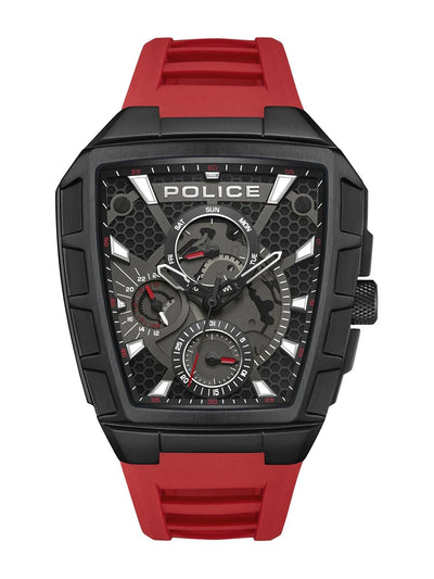 Police Asymmetric Black Dial Analog Watch With Silicone Strap - PLPEWGQ0056803