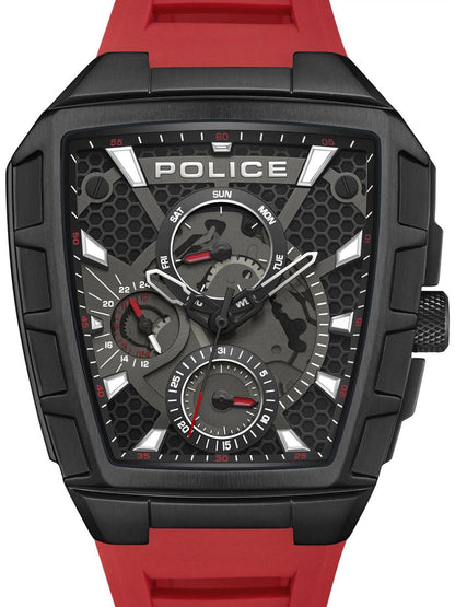 Police Asymmetric Black Dial Analog Watch With Silicone Strap - PLPEWGQ0056803