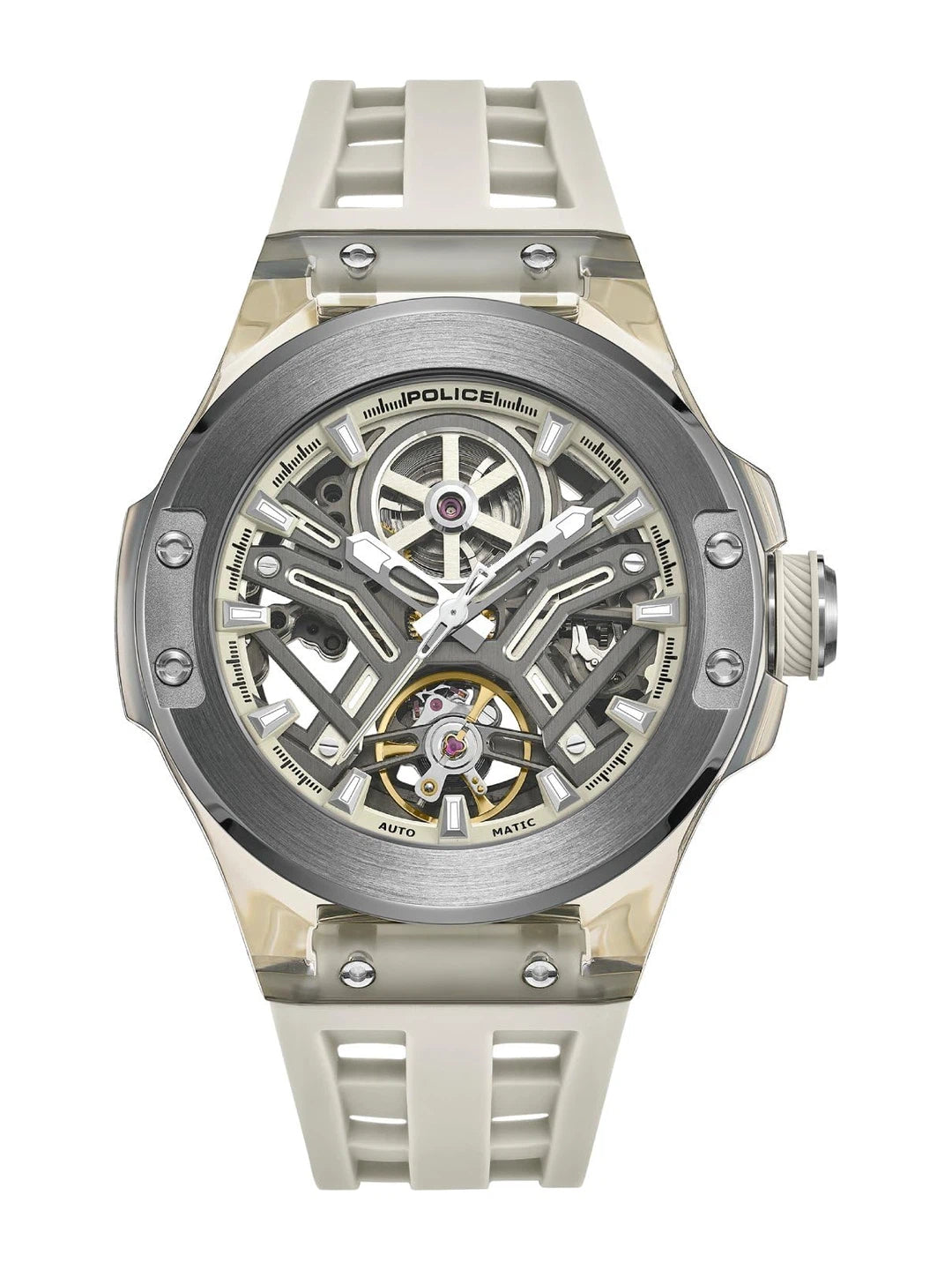 Police Round Beige Dial Analog Watch - PLPEWGR0082201