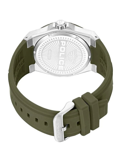Police Round Grey Dial Multifunction Watch With Green Silicone Strap  - PLPEWJQ2203242
