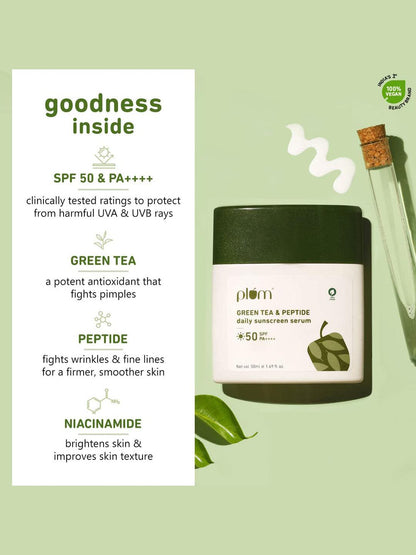 Plum Green Tea & Peptide Daily Sunscreen Serum SPF 50 PA++++ 50ml