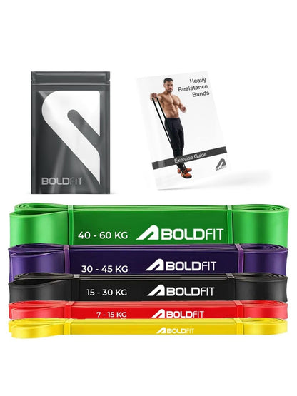 Boldfit Heavy Resistance Loop Band with Door Anchor (Set of 5)