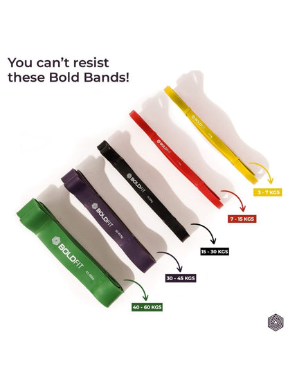 Boldfit Heavy Resistance Loop Band with Door Anchor (Set of 5)