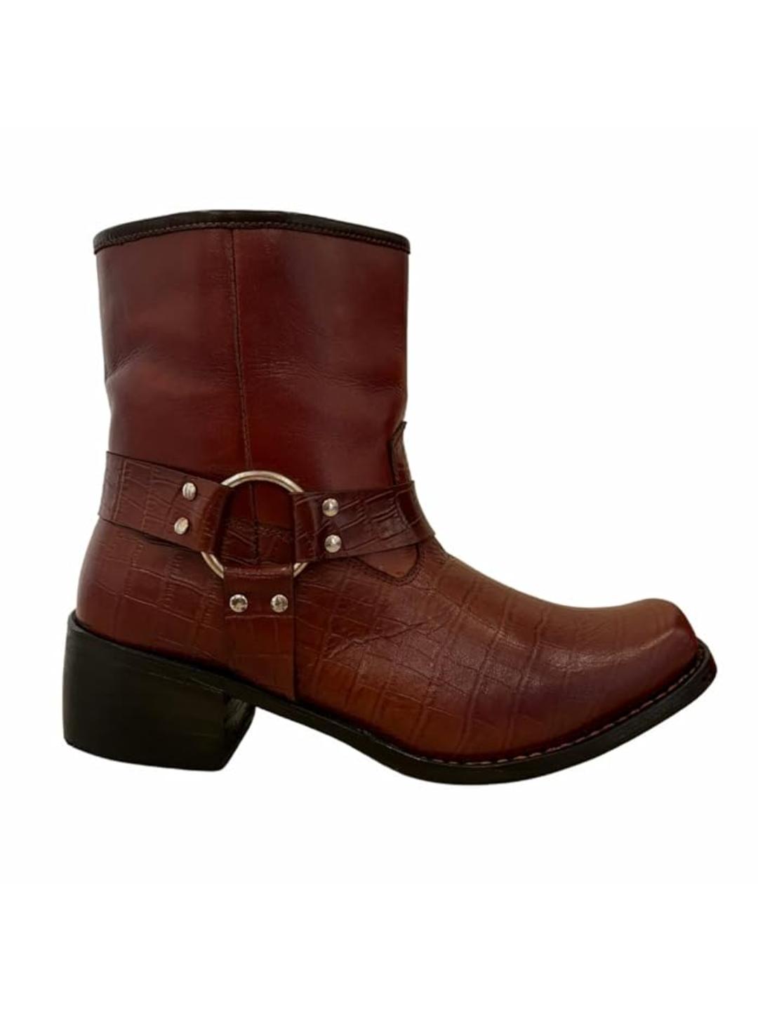 Shoe Bazar Tan Genuine Leather Cowboy Boots For Men