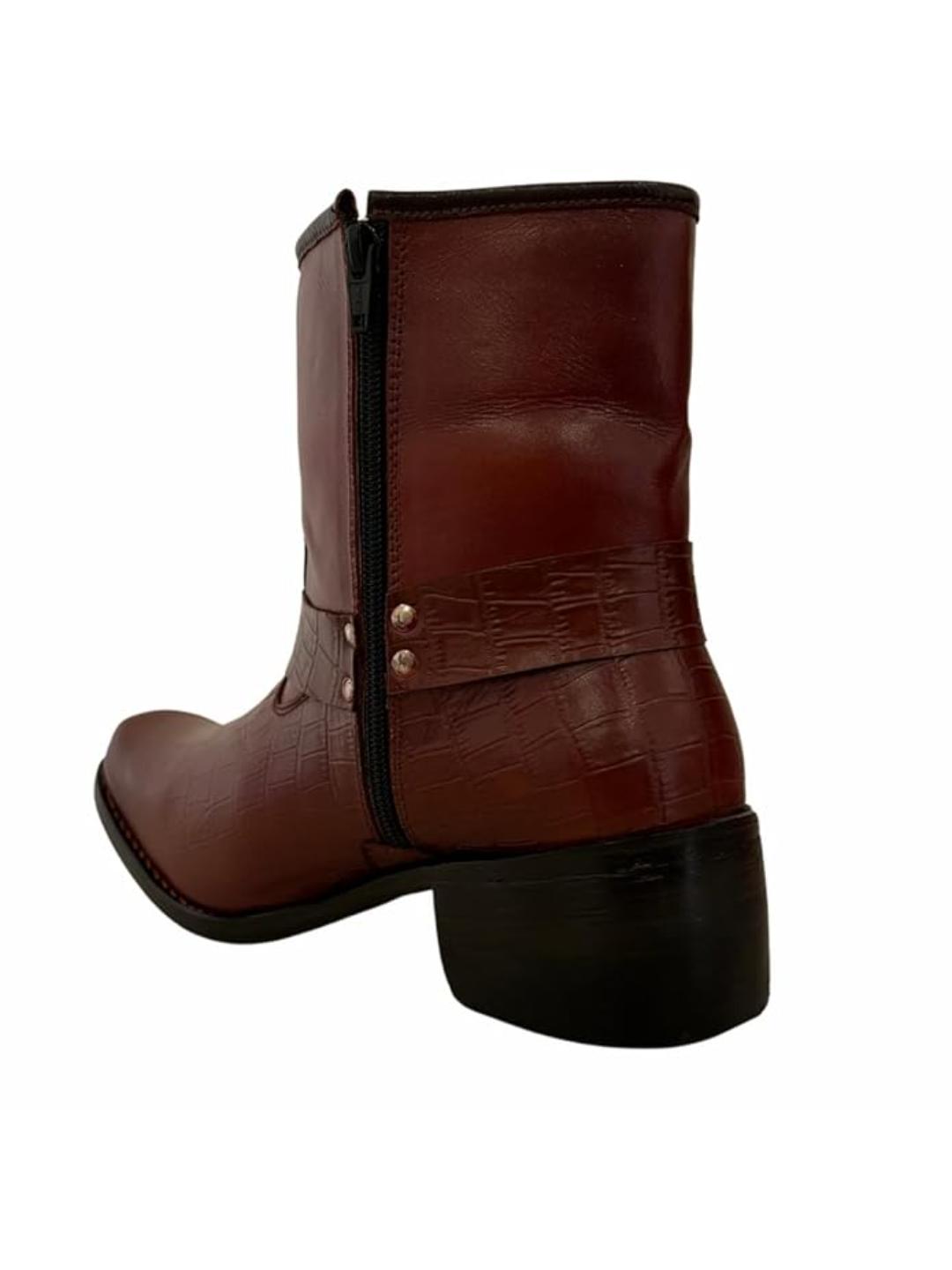 Shoe Bazar Tan Genuine Leather Cowboy Boots For Men