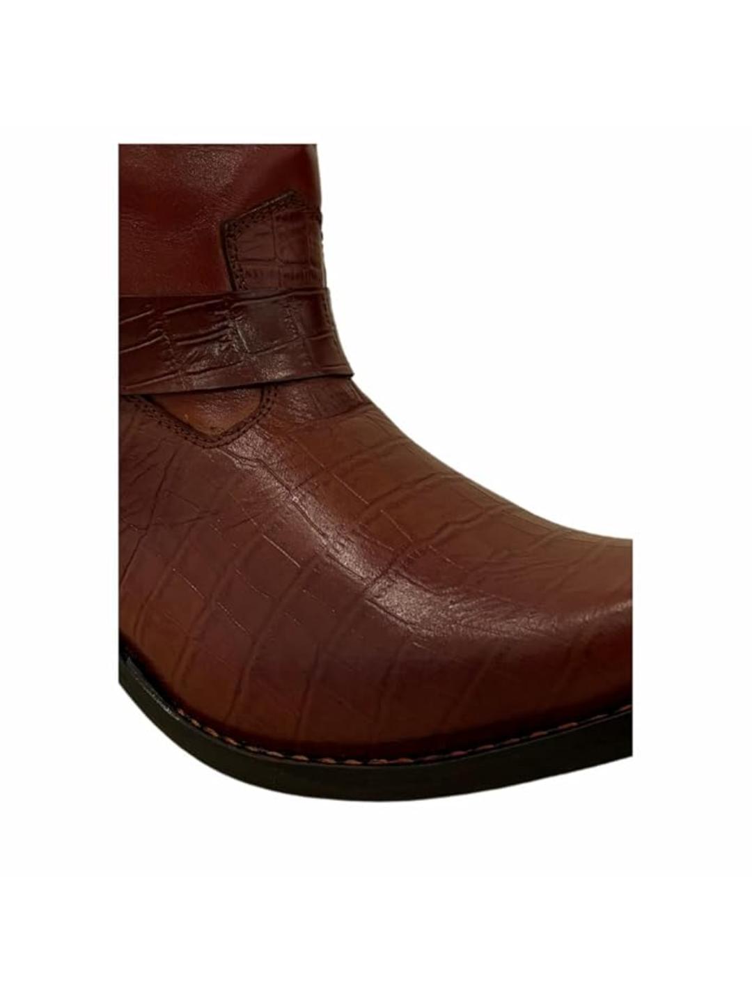 Shoe Bazar Tan Genuine Leather Cowboy Boots For Men